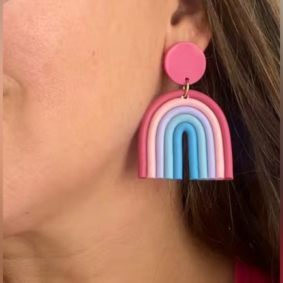 Rainbow Clay Earrings🌈 - Picture 3 of 3